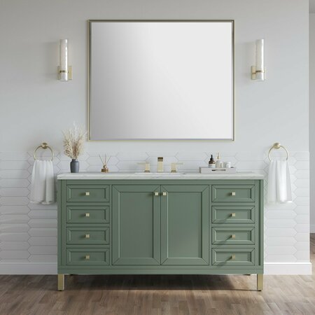 James Martin Vanities Chicago 60in Single Vanity, Smokey Celadon w/ 3 CM Ethereal Noctis Top 305-V60S-SC-3ENC